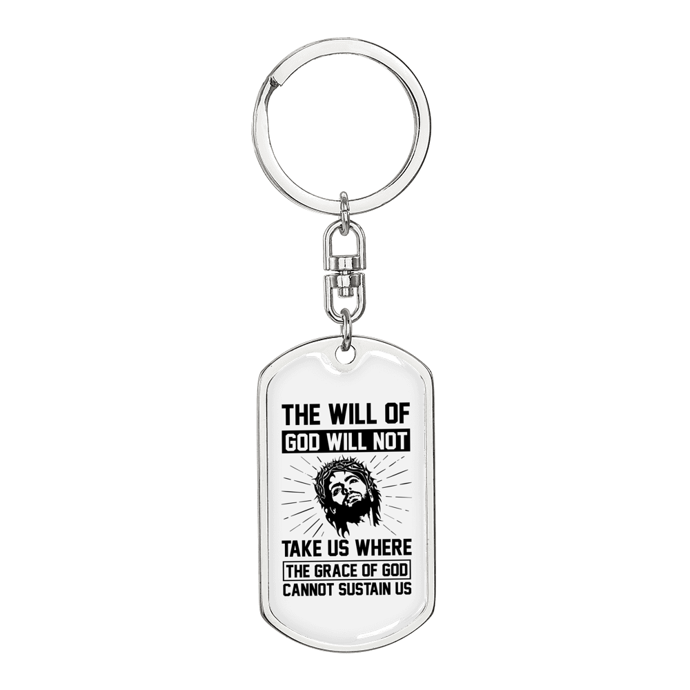 Will Of God Keychain Stainless Steel or 18k Gold Dog Tag Keyring-Express Your Love Gifts