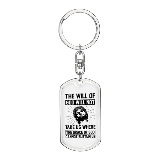 Will Of God Keychain Stainless Steel or 18k Gold Dog Tag Keyring-Express Your Love Gifts