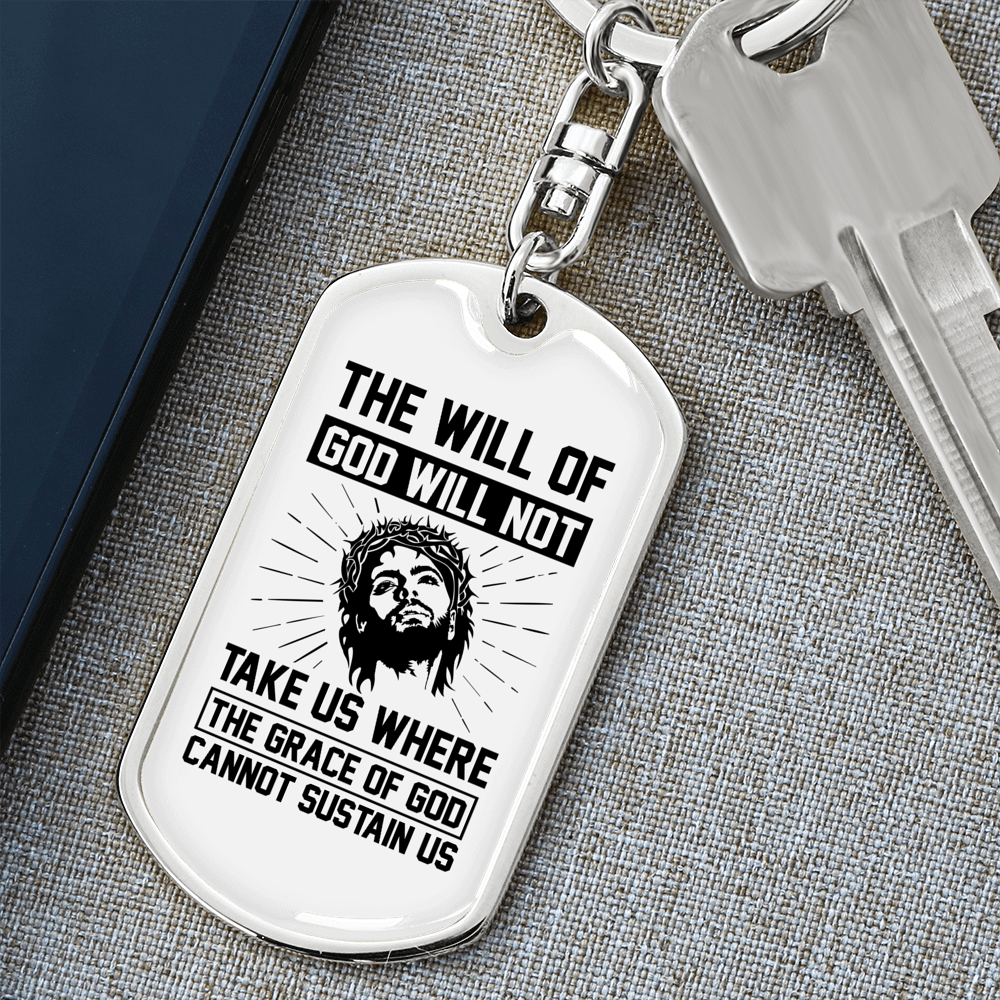 Will Of God Keychain Stainless Steel or 18k Gold Dog Tag Keyring-Express Your Love Gifts