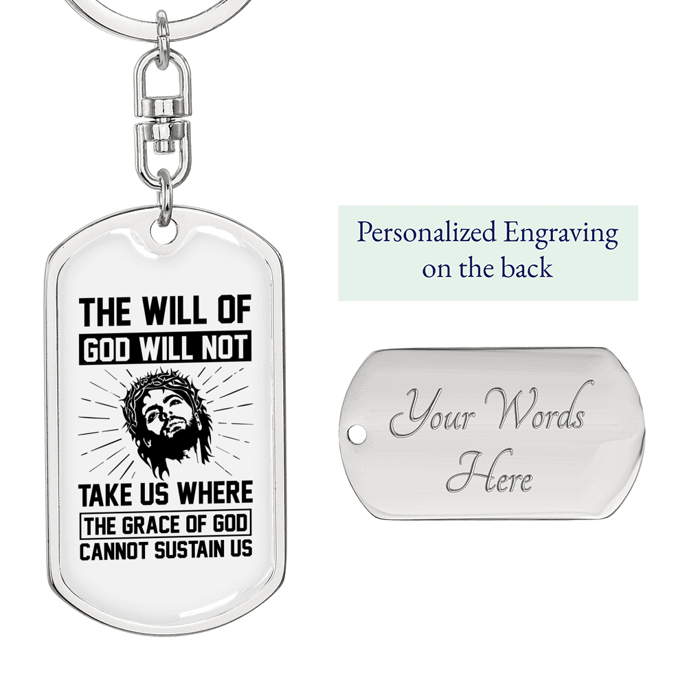 Will Of God Keychain Stainless Steel or 18k Gold Dog Tag Keyring-Express Your Love Gifts