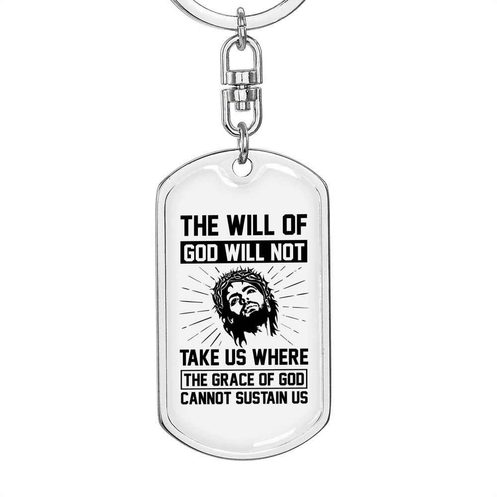 Will Of God Keychain Stainless Steel or 18k Gold Dog Tag Keyring-Express Your Love Gifts