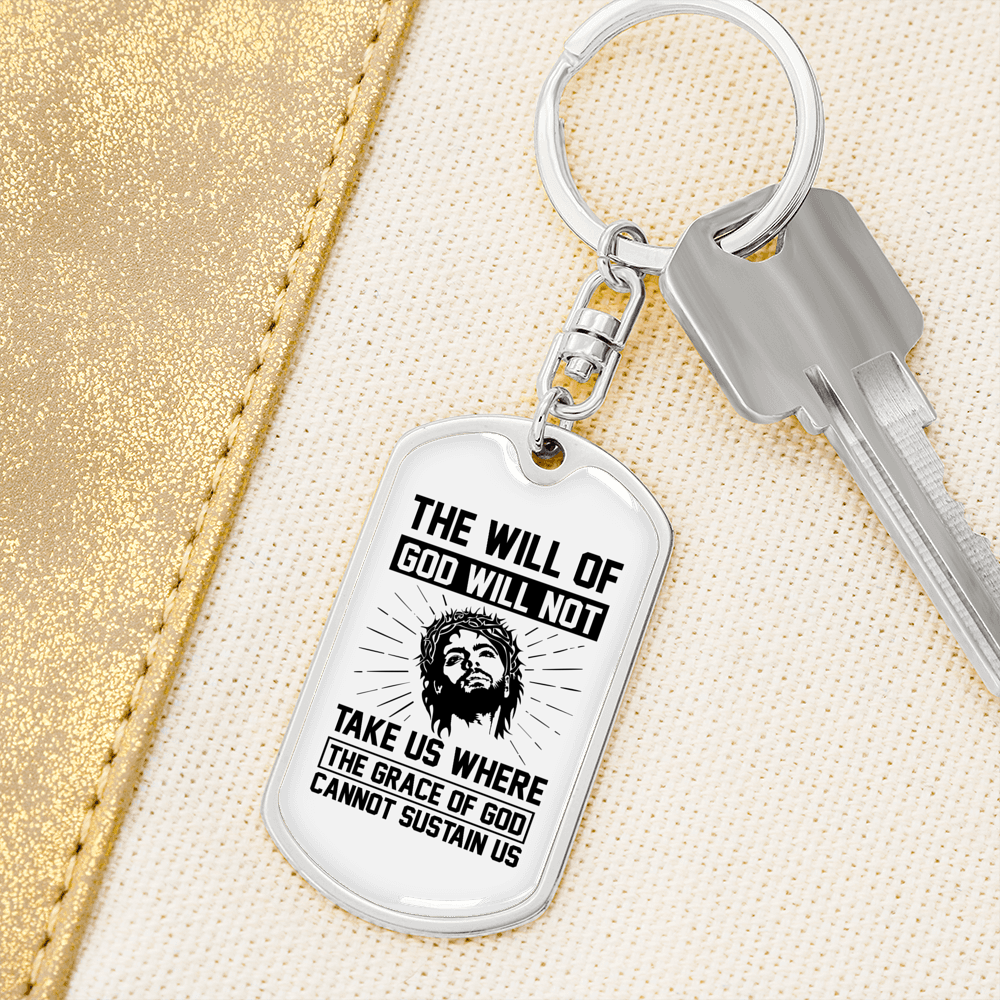 Will Of God Keychain Stainless Steel or 18k Gold Dog Tag Keyring-Express Your Love Gifts