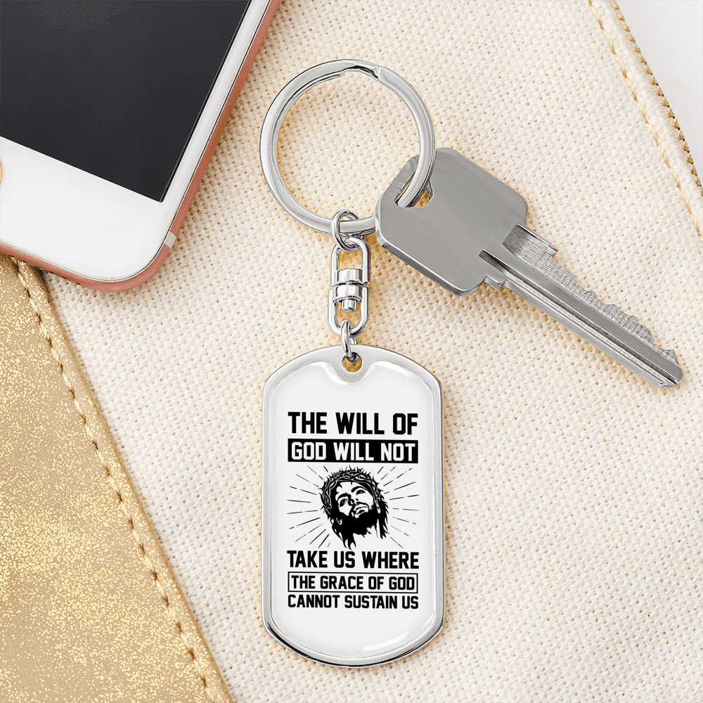 Will Of God Keychain Stainless Steel or 18k Gold Dog Tag Keyring-Express Your Love Gifts