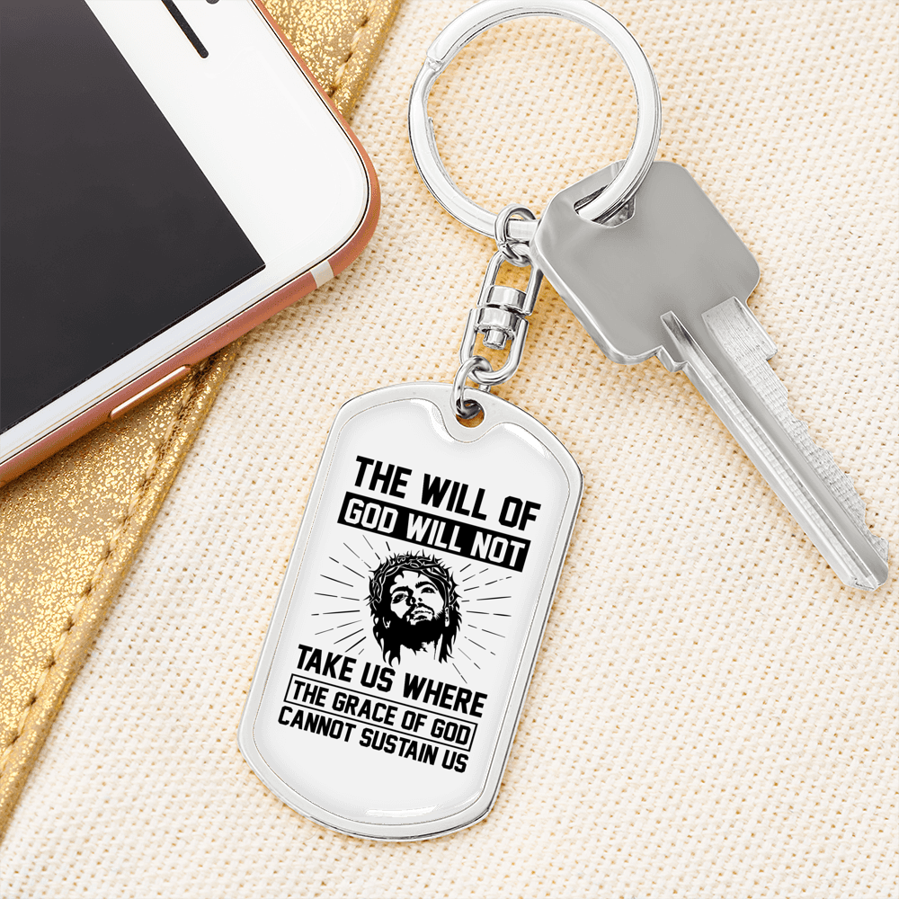 Will Of God Keychain Stainless Steel or 18k Gold Dog Tag Keyring-Express Your Love Gifts