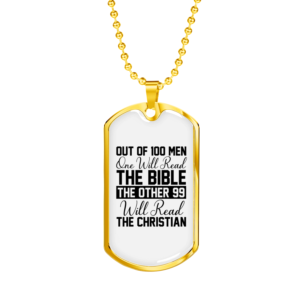 Will Read The Bible Christian Necklace Stainless Steel or 18k Gold Dog Tag 24" Chain-Express Your Love Gifts
