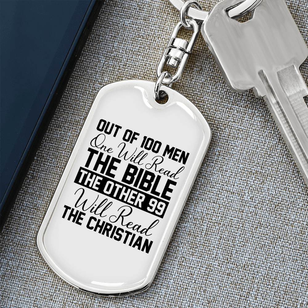 Will Read The Bible Keychain Stainless Steel or 18k Gold Dog Tag Keyring-Express Your Love Gifts