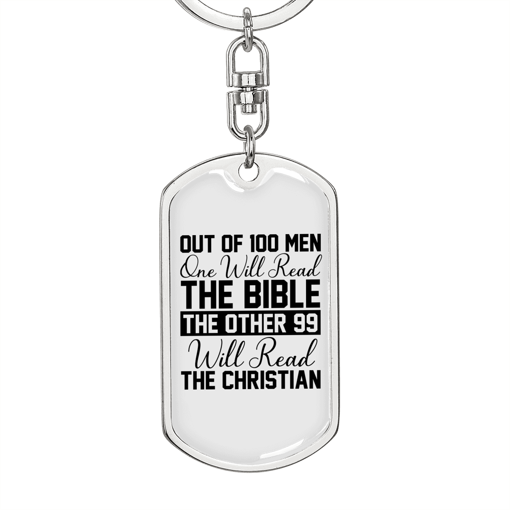 Will Read The Bible Keychain Stainless Steel or 18k Gold Dog Tag Keyring-Express Your Love Gifts