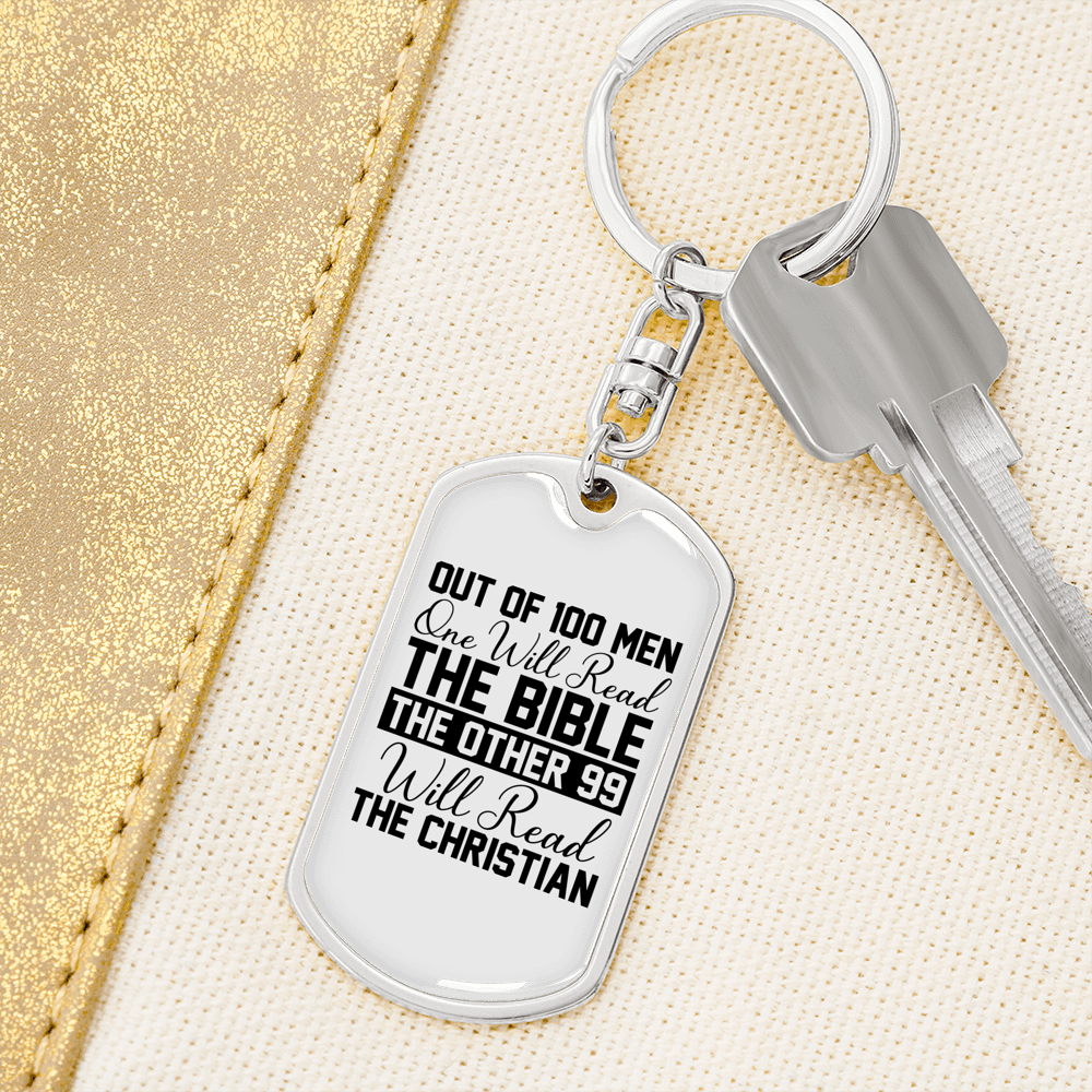 Will Read The Bible Keychain Stainless Steel or 18k Gold Dog Tag Keyring-Express Your Love Gifts