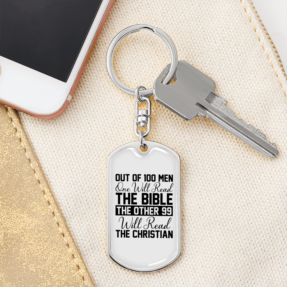 Will Read The Bible Keychain Stainless Steel or 18k Gold Dog Tag Keyring-Express Your Love Gifts