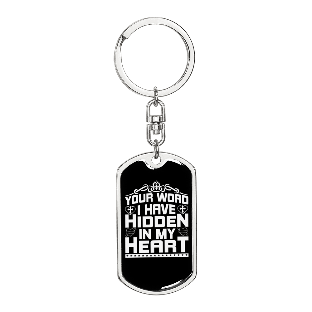 Word I Have Keychain Stainless Steel or 18k Gold Dog Tag Keyring-Express Your Love Gifts