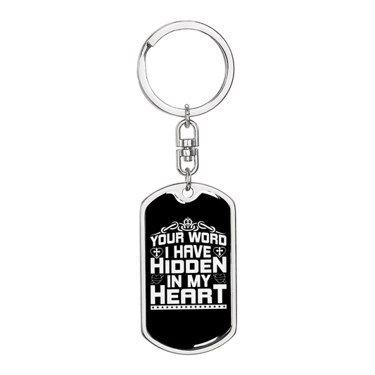 Word I Have Keychain Stainless Steel or 18k Gold Dog Tag Keyring-Express Your Love Gifts