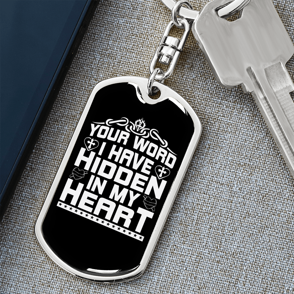 Word I Have Keychain Stainless Steel or 18k Gold Dog Tag Keyring-Express Your Love Gifts