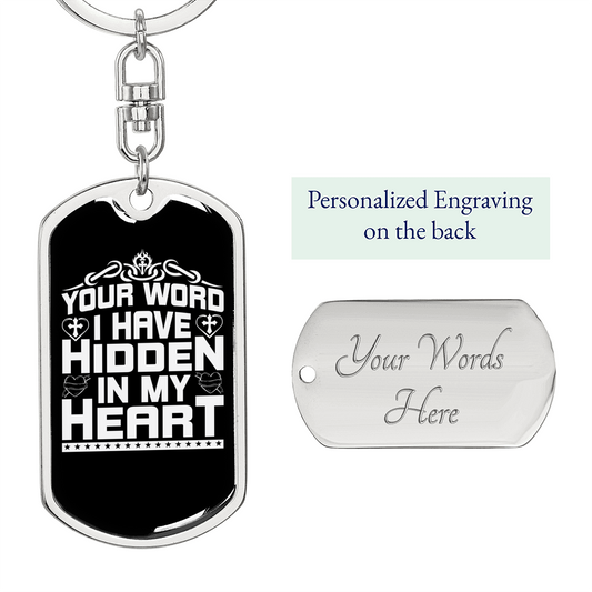 Word I Have Keychain Stainless Steel or 18k Gold Dog Tag Keyring-Express Your Love Gifts