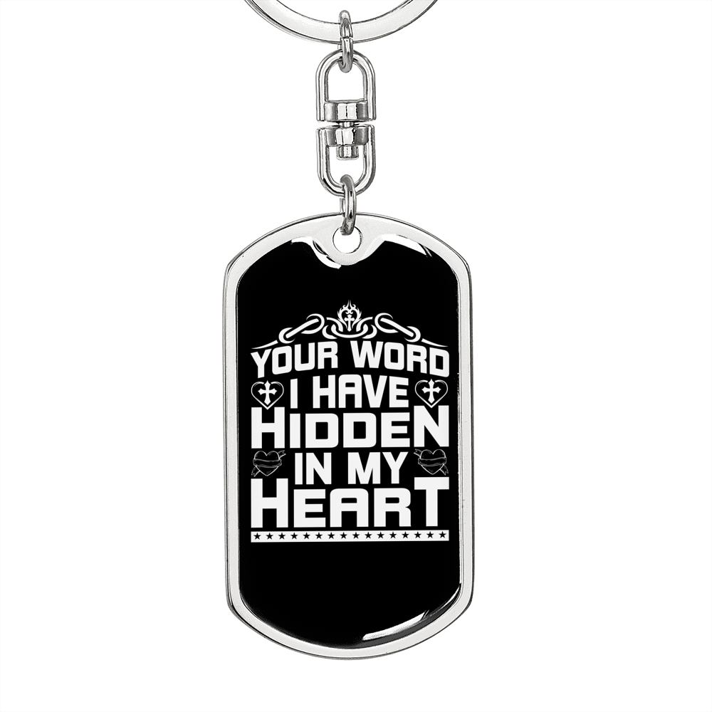 Word I Have Keychain Stainless Steel or 18k Gold Dog Tag Keyring-Express Your Love Gifts