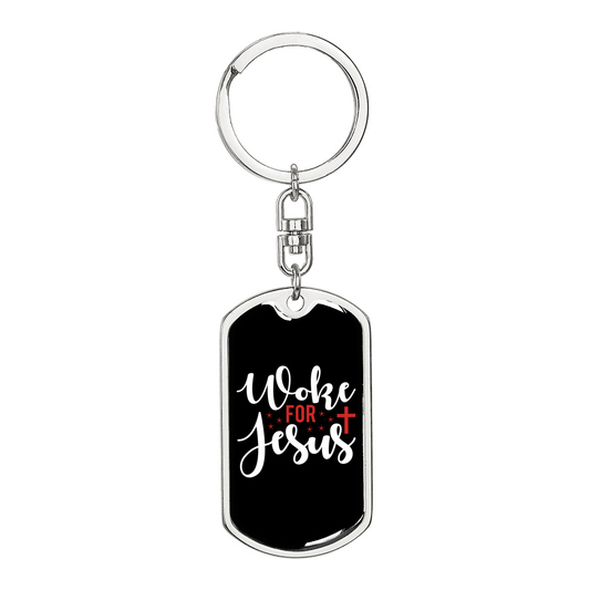 Work For Jesus Cross Keychain Stainless Steel or 18k Gold Dog Tag Keyring-Express Your Love Gifts
