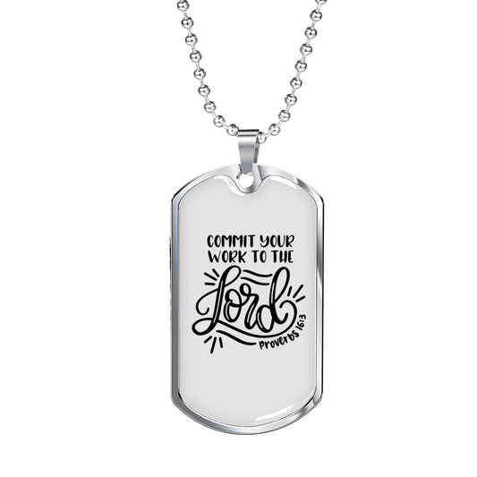 Work To The Lord Christian Necklace Stainless Steel or 18k Gold Dog Tag 24" Chain-Express Your Love Gifts