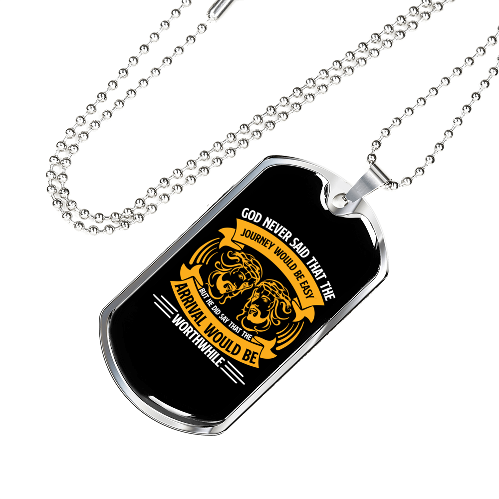 Would Be Worthwhile Christian Necklace Stainless Steel or 18k Gold Dog Tag 24" Chain-Express Your Love Gifts