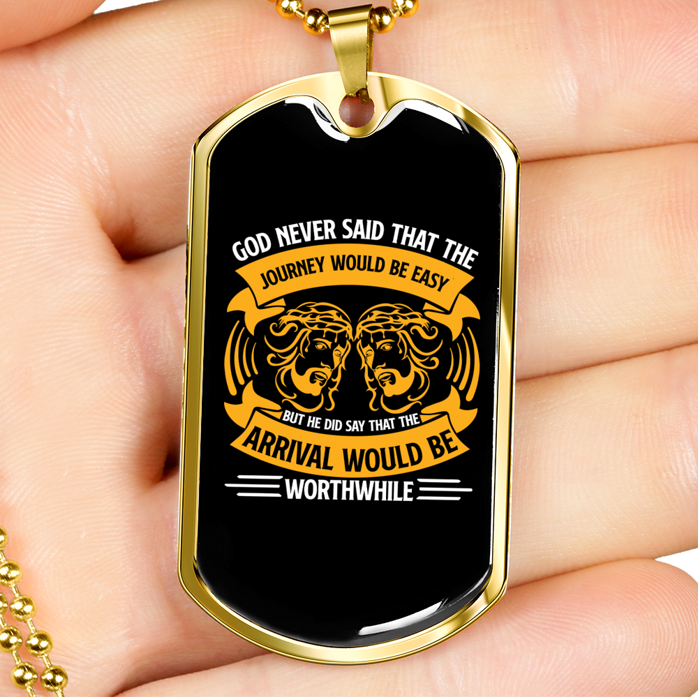 Would Be Worthwhile Christian Necklace Stainless Steel or 18k Gold Dog Tag 24" Chain-Express Your Love Gifts