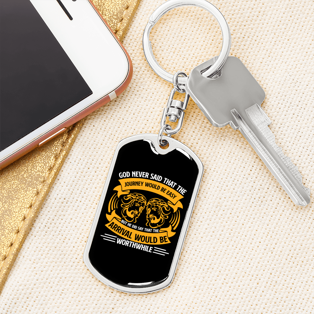 Would Be Worthwhile Keychain Stainless Steel or 18k Gold Dog Tag Keyring-Express Your Love Gifts