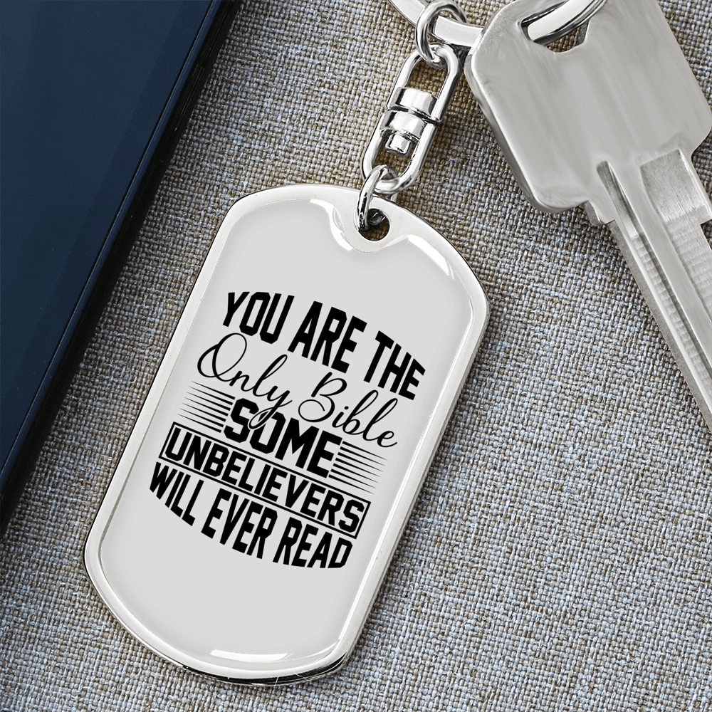 You are a Bible Keychain Stainless Steel or 18k Gold Dog Tag Keyring-Express Your Love Gifts