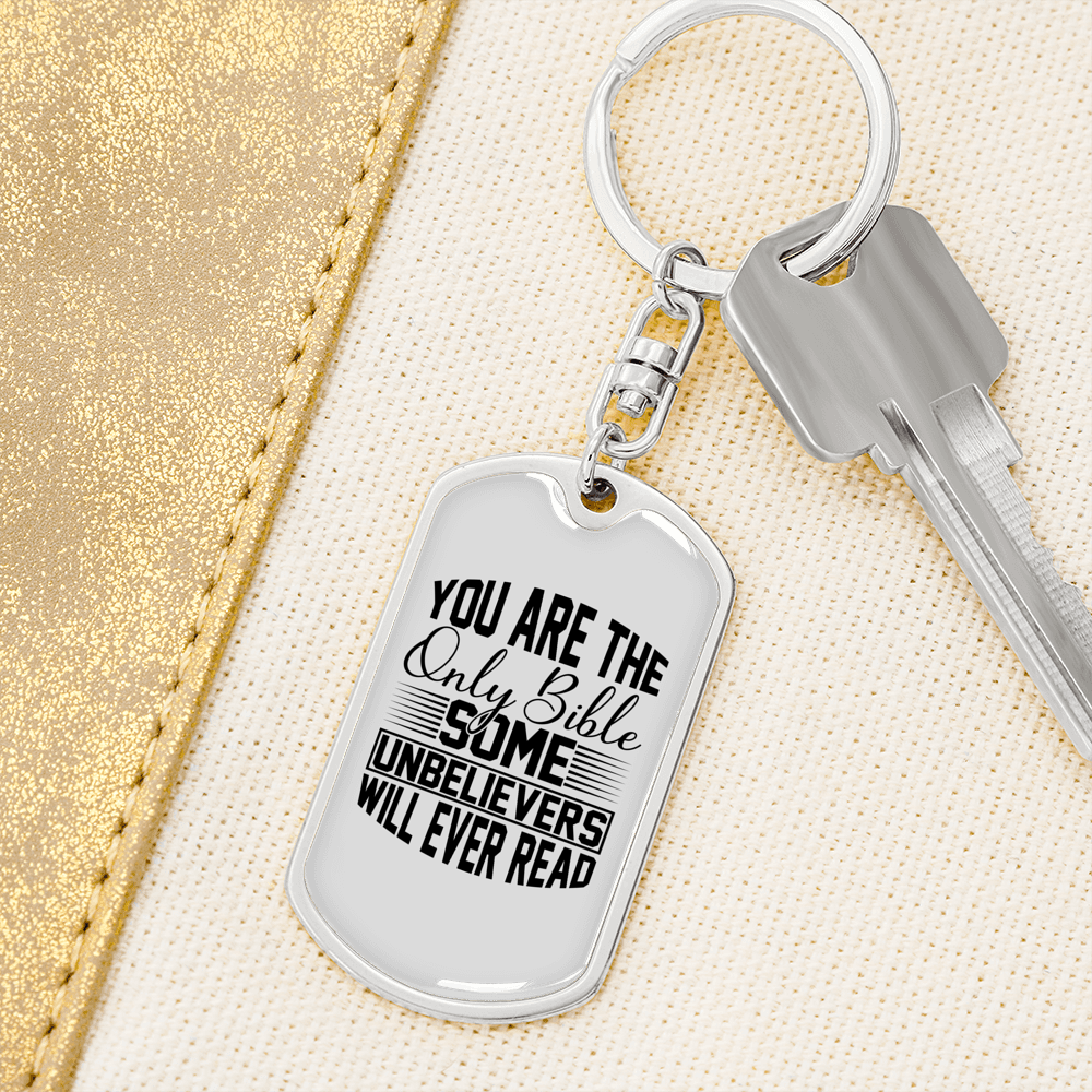 You are a Bible Keychain Stainless Steel or 18k Gold Dog Tag Keyring-Express Your Love Gifts