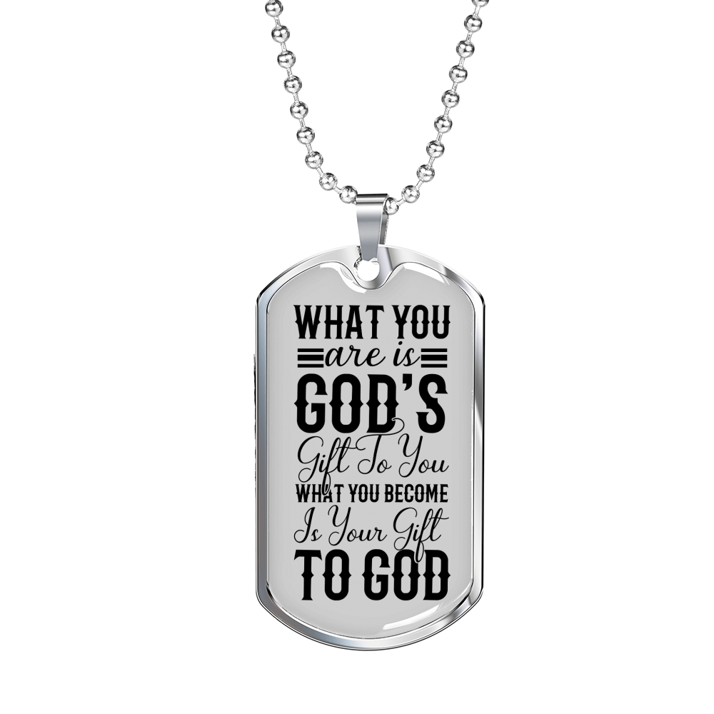 You Are Gods Gift Christian Necklace Stainless Steel or 18k Gold Dog Tag 24" Chain-Express Your Love Gifts