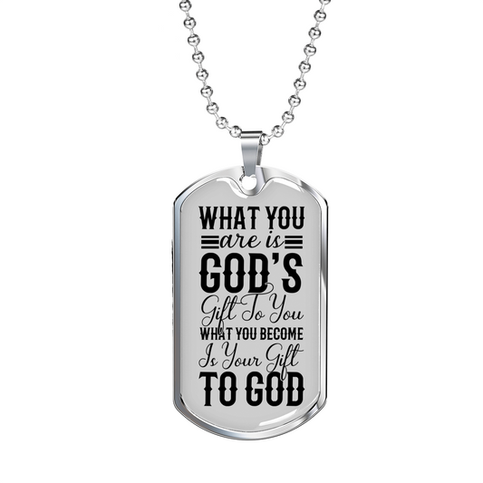You Are Gods Gift Christian Necklace Stainless Steel or 18k Gold Dog Tag 24" Chain-Express Your Love Gifts