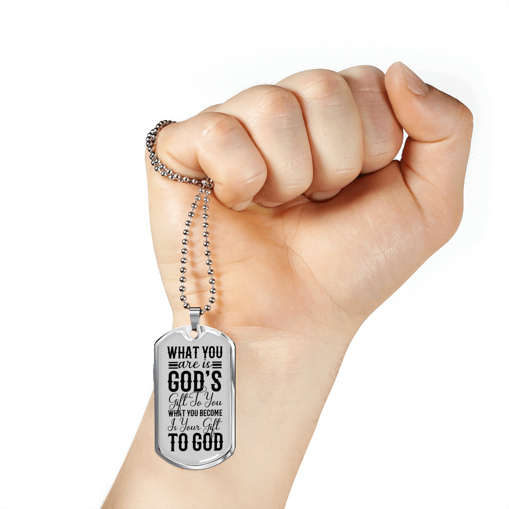 You Are Gods Gift Christian Necklace Stainless Steel or 18k Gold Dog Tag 24" Chain-Express Your Love Gifts