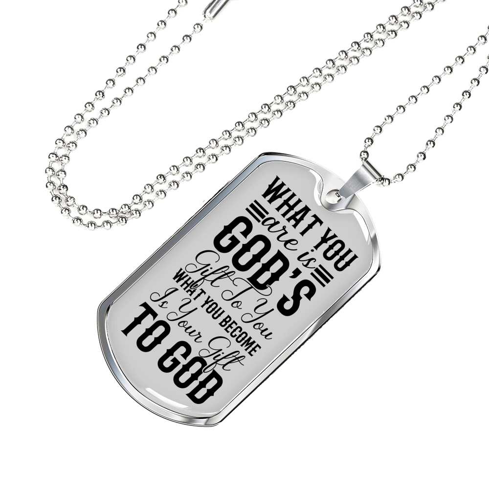 You Are Gods Gift Christian Necklace Stainless Steel or 18k Gold Dog Tag 24" Chain-Express Your Love Gifts