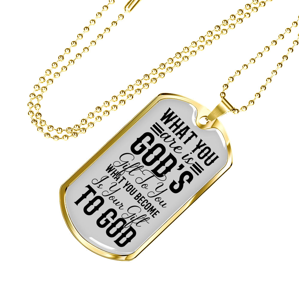 You Are Gods Gift Christian Necklace Stainless Steel or 18k Gold Dog Tag 24" Chain-Express Your Love Gifts