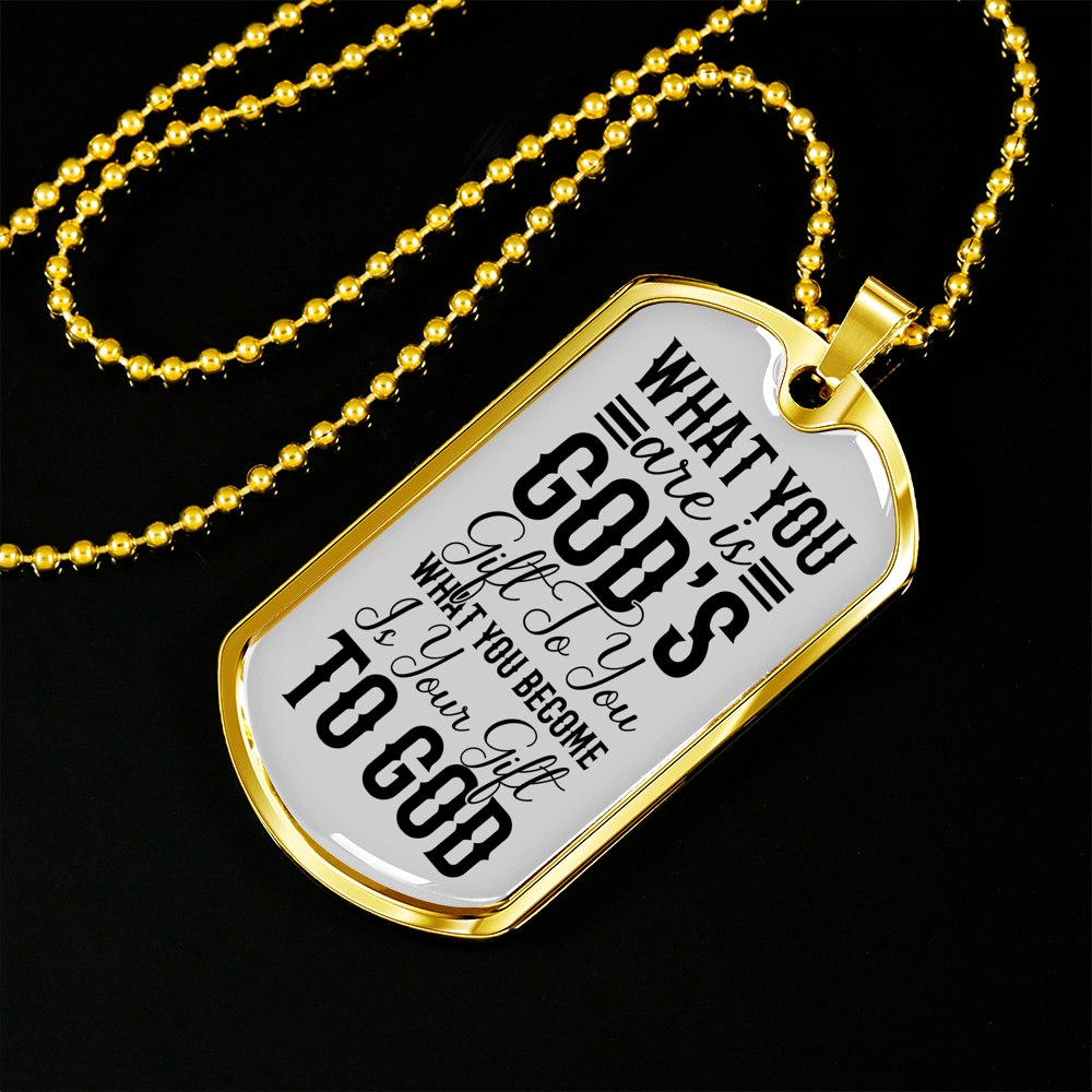 You Are Gods Gift Christian Necklace Stainless Steel or 18k Gold Dog Tag 24" Chain-Express Your Love Gifts