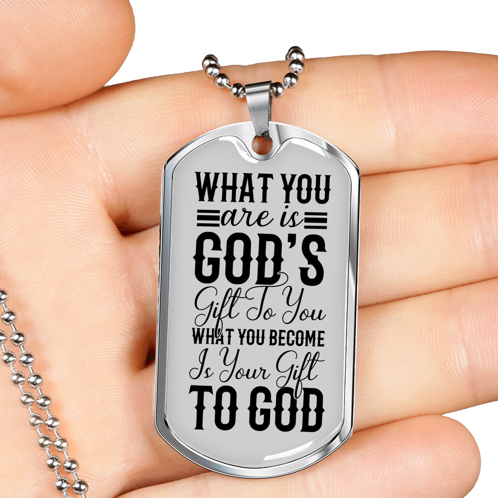 You Are Gods Gift Christian Necklace Stainless Steel or 18k Gold Dog Tag 24" Chain-Express Your Love Gifts