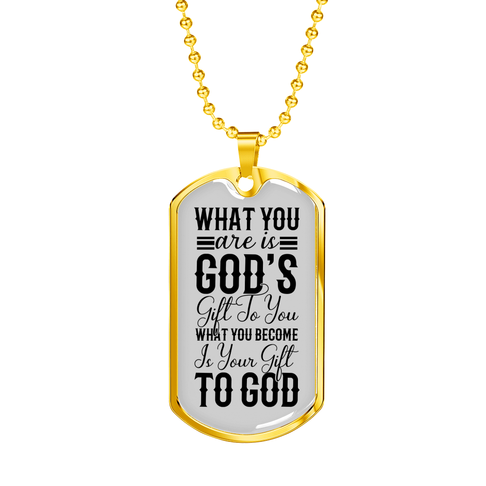 You Are Gods Gift Christian Necklace Stainless Steel or 18k Gold Dog Tag 24" Chain-Express Your Love Gifts