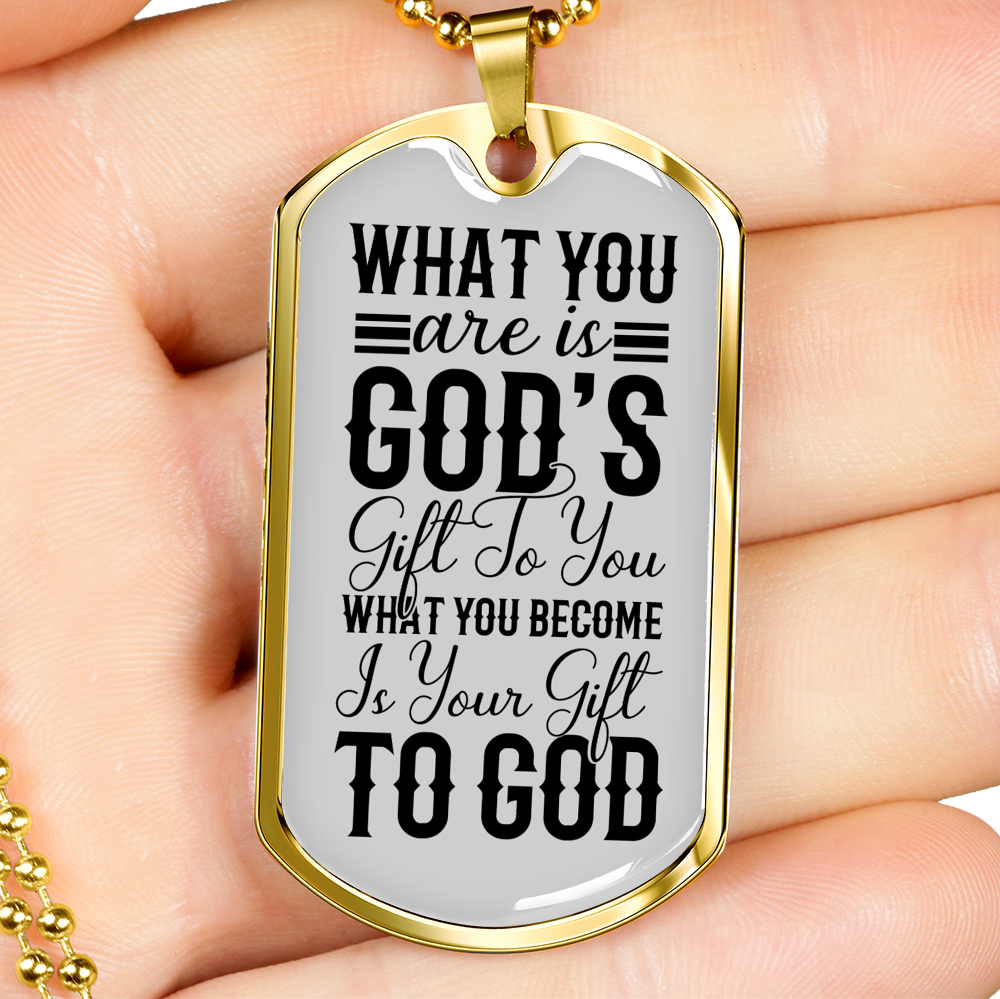 You Are Gods Gift Christian Necklace Stainless Steel or 18k Gold Dog Tag 24" Chain-Express Your Love Gifts