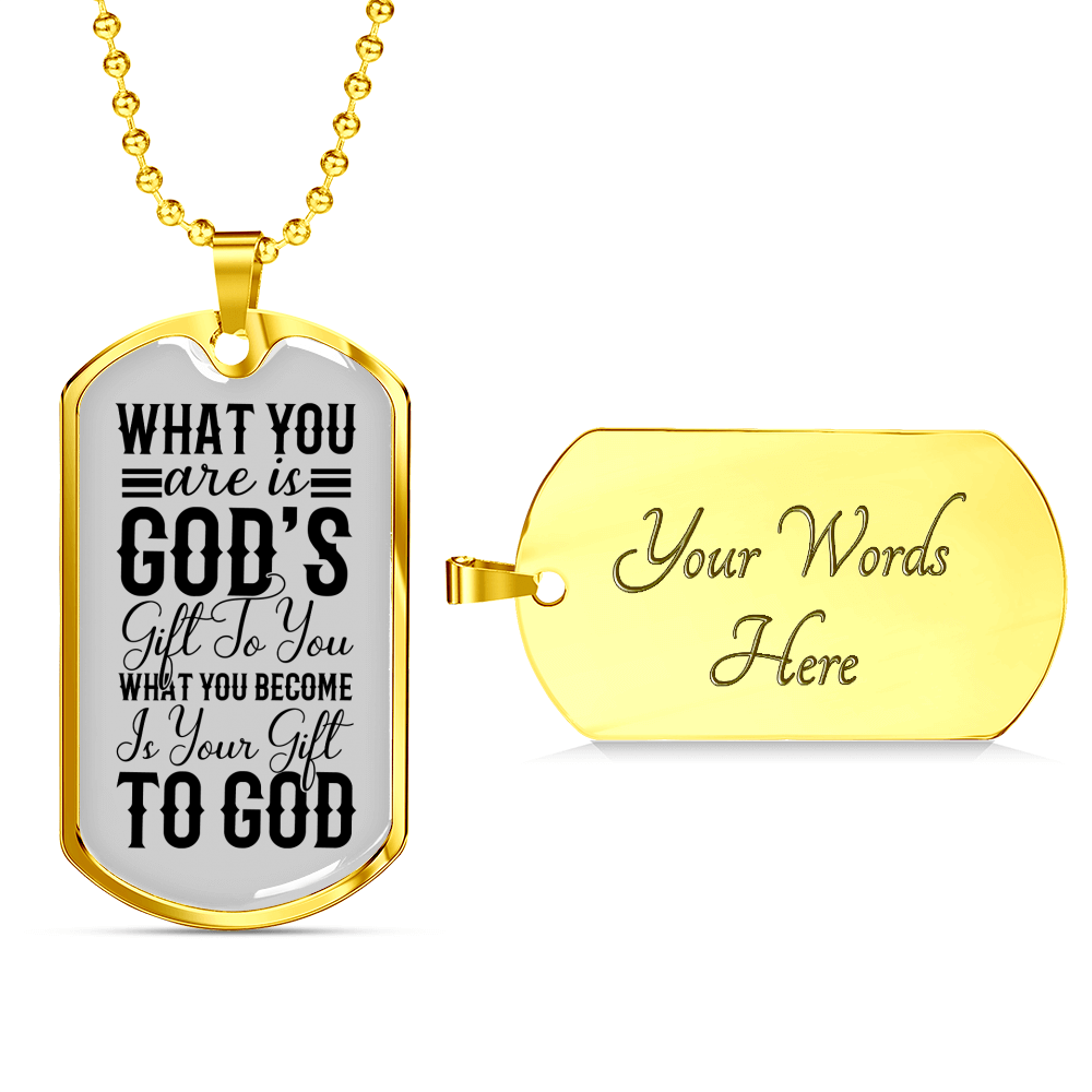 You Are Gods Gift Christian Necklace Stainless Steel or 18k Gold Dog Tag 24" Chain-Express Your Love Gifts