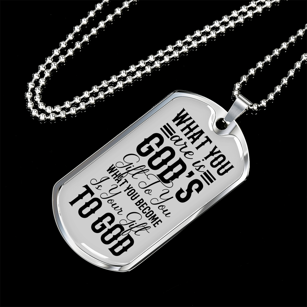 You Are Gods Gift Christian Necklace Stainless Steel or 18k Gold Dog Tag 24" Chain-Express Your Love Gifts