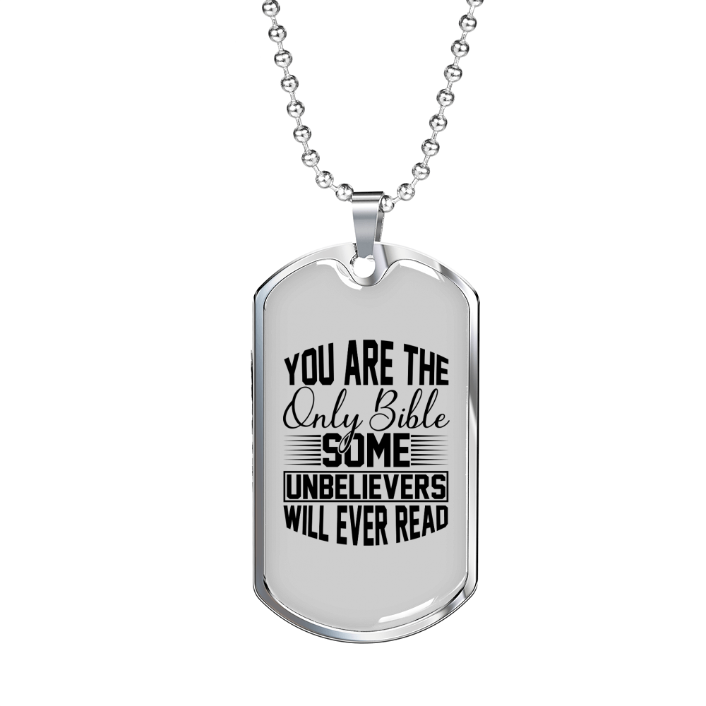 You Are The Bible Christian Necklace Stainless Steel or 18k Gold Dog Tag 24" Chain-Express Your Love Gifts