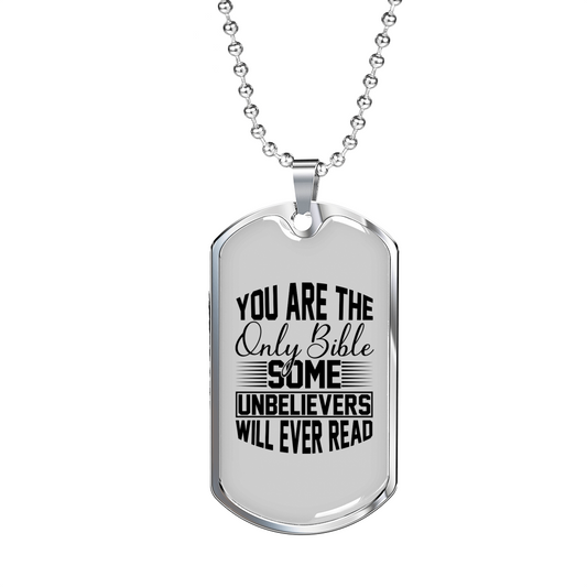 You Are The Bible Christian Necklace Stainless Steel or 18k Gold Dog Tag 24" Chain-Express Your Love Gifts