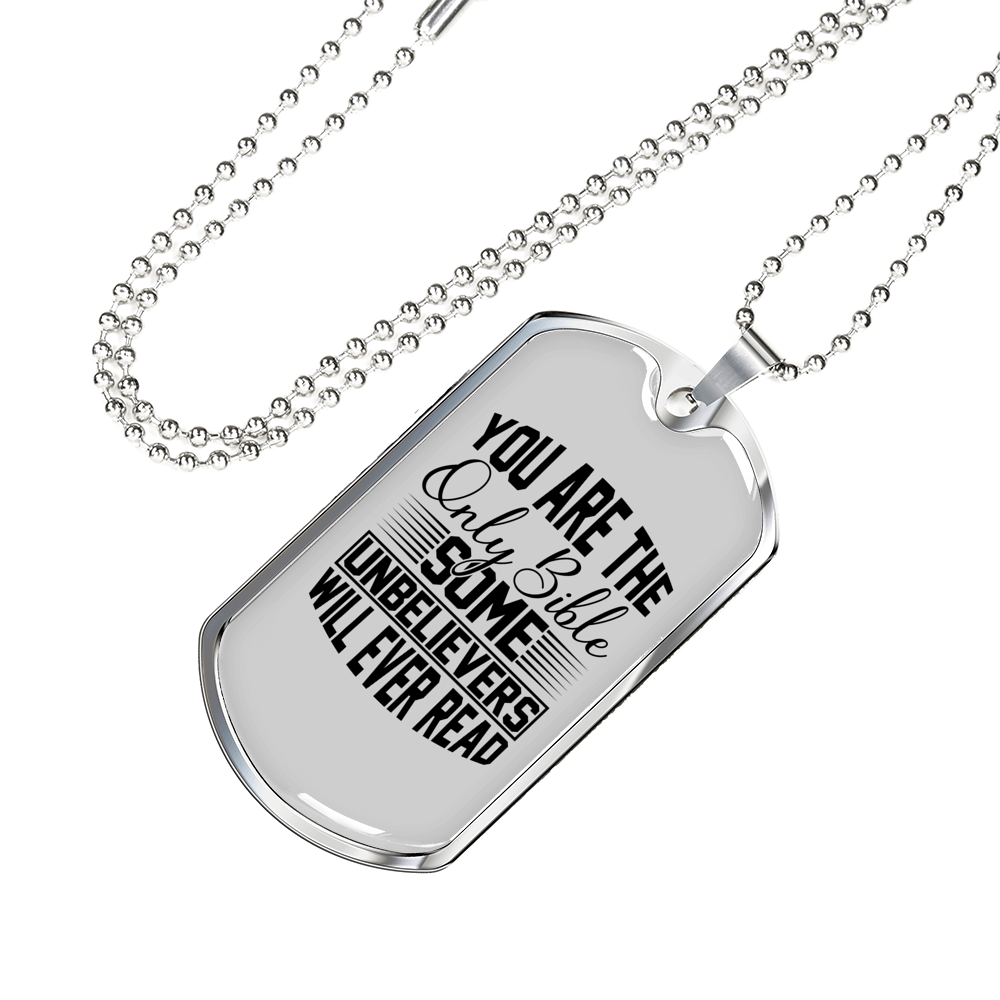 You Are The Bible Christian Necklace Stainless Steel or 18k Gold Dog Tag 24" Chain-Express Your Love Gifts