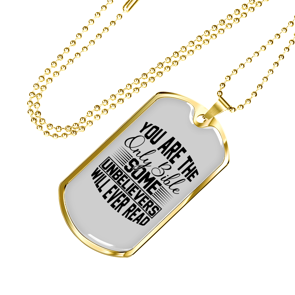 You Are The Bible Christian Necklace Stainless Steel or 18k Gold Dog Tag 24" Chain-Express Your Love Gifts