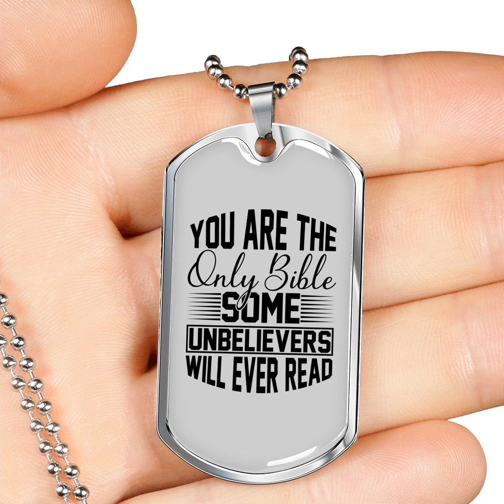 You Are The Bible Christian Necklace Stainless Steel or 18k Gold Dog Tag 24" Chain-Express Your Love Gifts