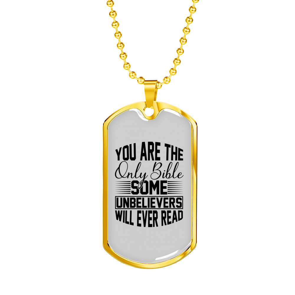 You Are The Bible Christian Necklace Stainless Steel or 18k Gold Dog Tag 24" Chain-Express Your Love Gifts