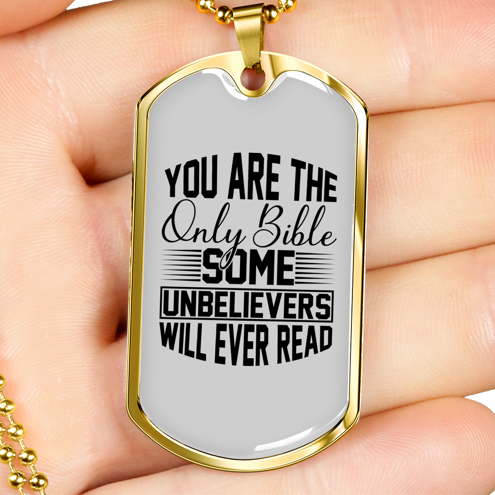 You Are The Bible Christian Necklace Stainless Steel or 18k Gold Dog Tag 24" Chain-Express Your Love Gifts