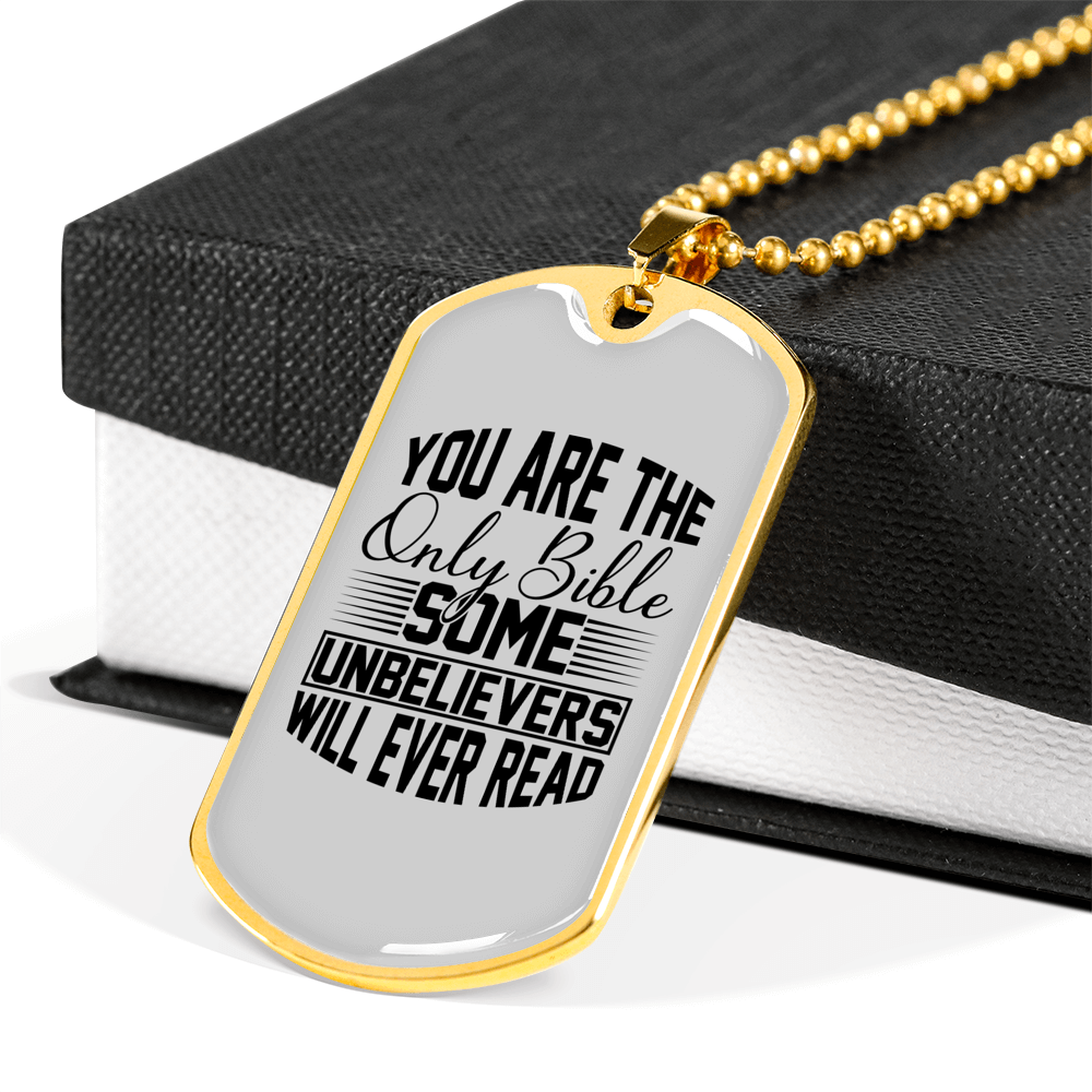 You Are The Bible Christian Necklace Stainless Steel or 18k Gold Dog Tag 24" Chain-Express Your Love Gifts