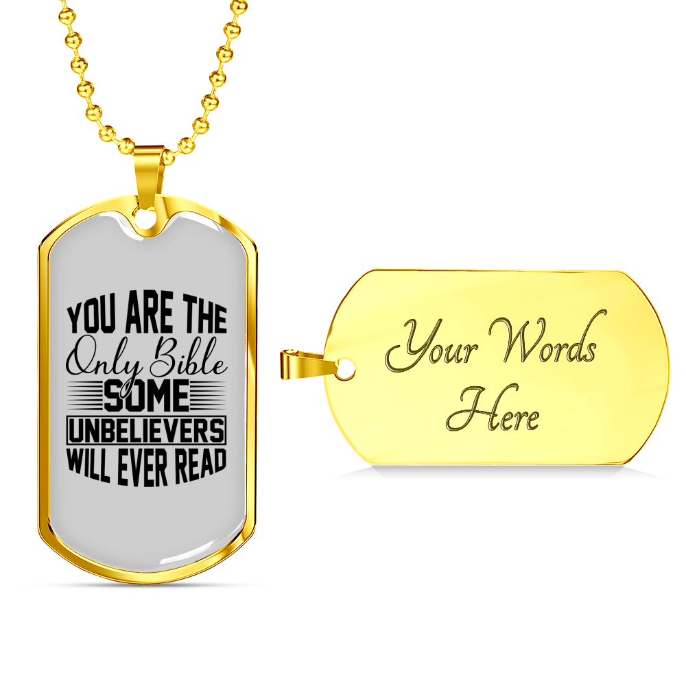 You Are The Bible Christian Necklace Stainless Steel or 18k Gold Dog Tag 24" Chain-Express Your Love Gifts