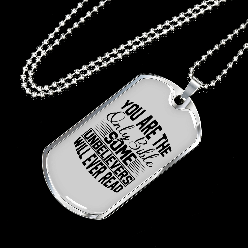You Are The Bible Christian Necklace Stainless Steel or 18k Gold Dog Tag 24" Chain-Express Your Love Gifts