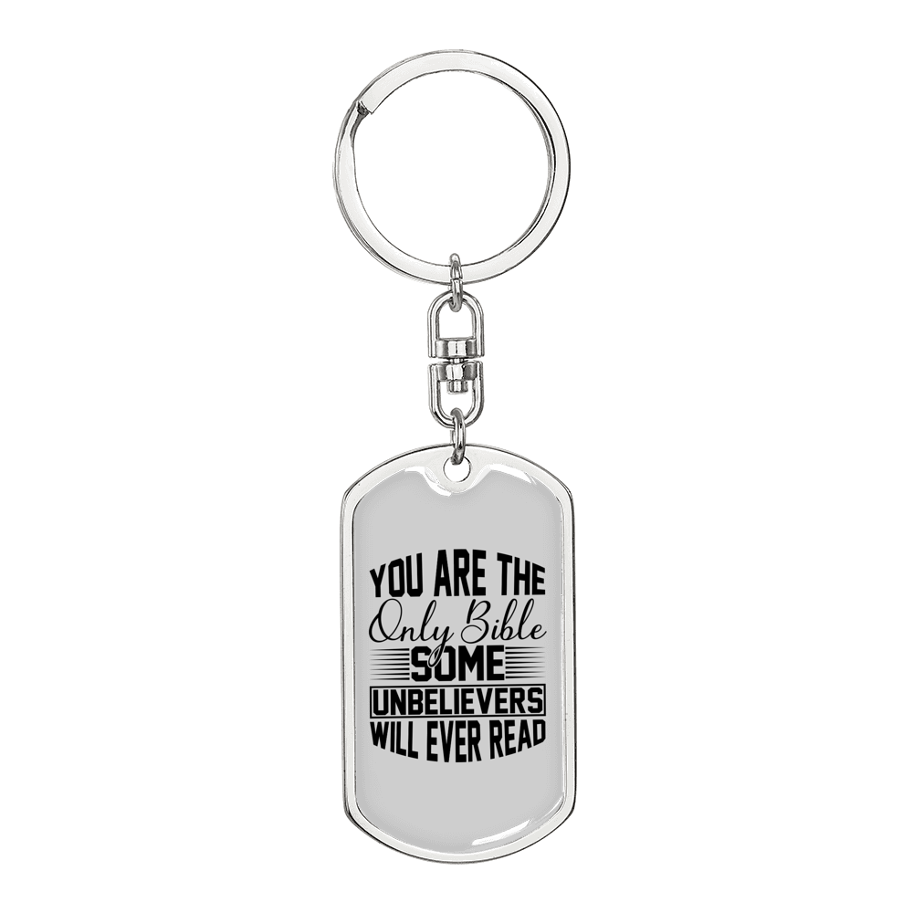 You Are The Bible Keychain Stainless Steel or 18k Gold Dog Tag Keyring-Express Your Love Gifts