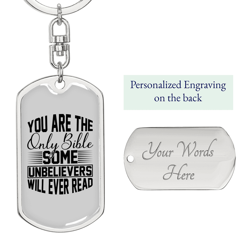 You Are The Bible Keychain Stainless Steel or 18k Gold Dog Tag Keyring-Express Your Love Gifts