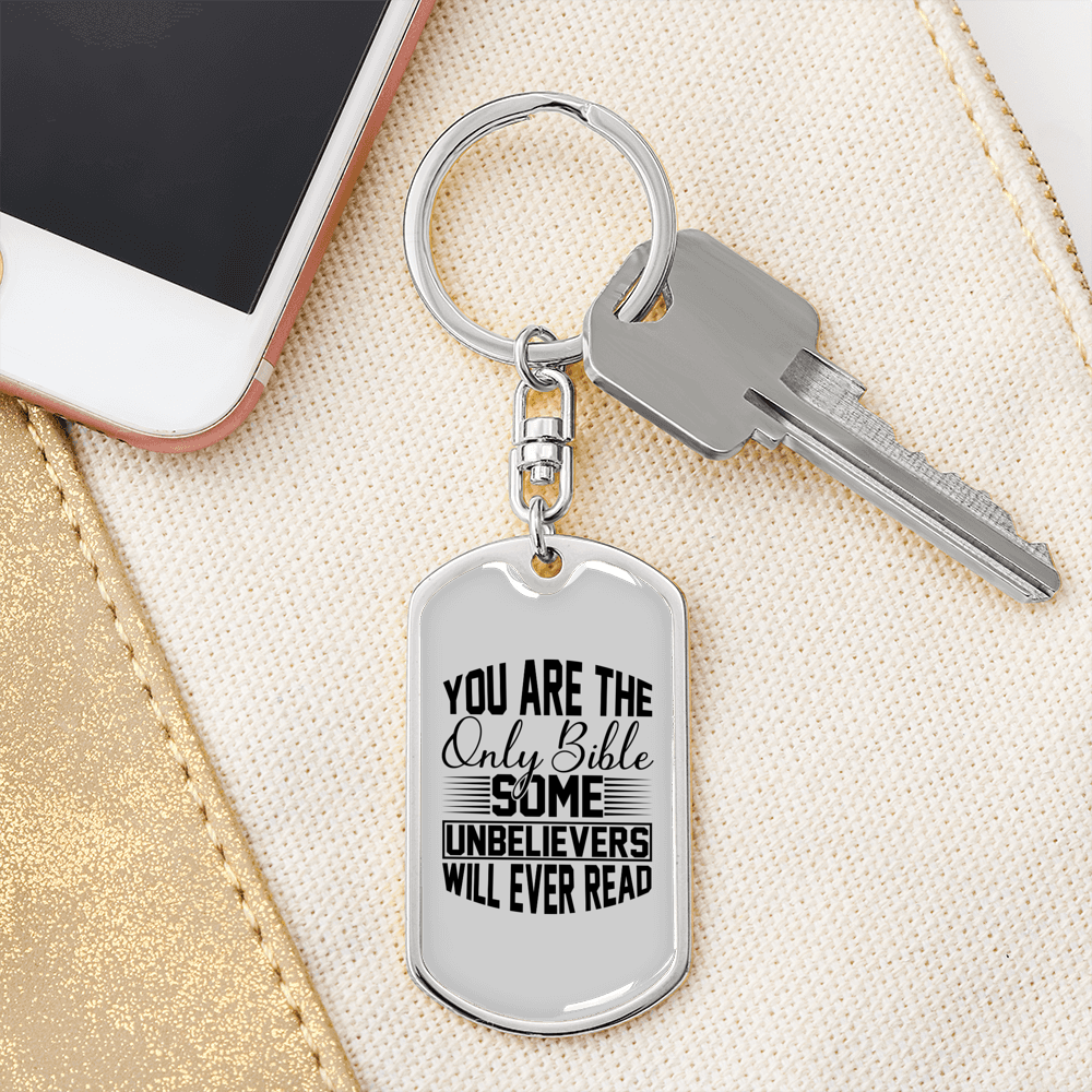 You Are The Bible Keychain Stainless Steel or 18k Gold Dog Tag Keyring-Express Your Love Gifts