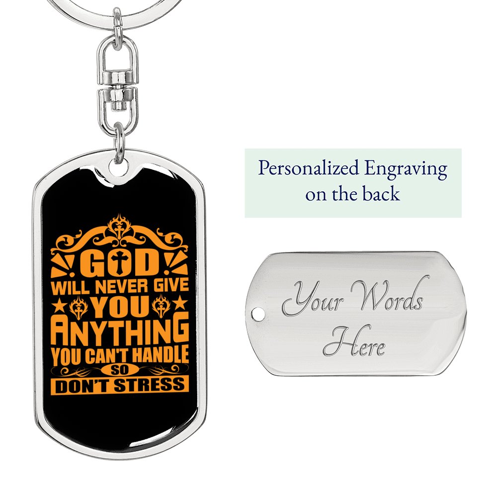 You Can'T Handle Keychain Stainless Steel or 18k Gold Dog Tag Keyring-Express Your Love Gifts